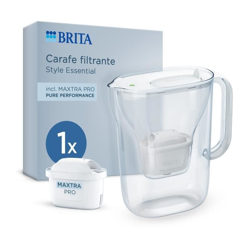 BRITA Filterkrug – Essential Style Weiß – 2,4 l Fassungsvermögen, e...