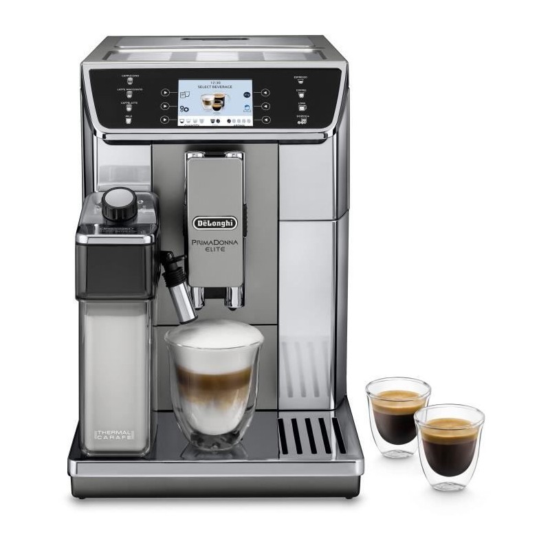 Machine a café expresso avec broyeur - DELONGHI - ECAM650.55.MS - Connecté - PrimaDonna Elite - Gris