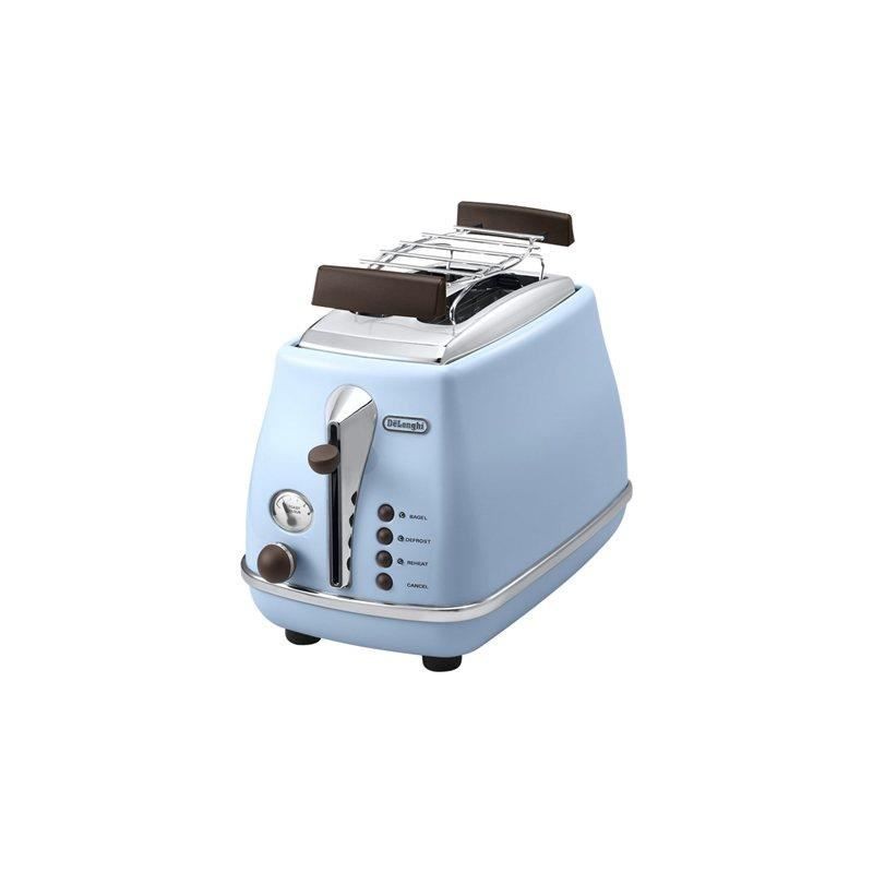 Grille Pain Icona Vintage - DELONGHI CTOV 2103.AZ - 2 fentes - 6 positions - Bleu et Marron
