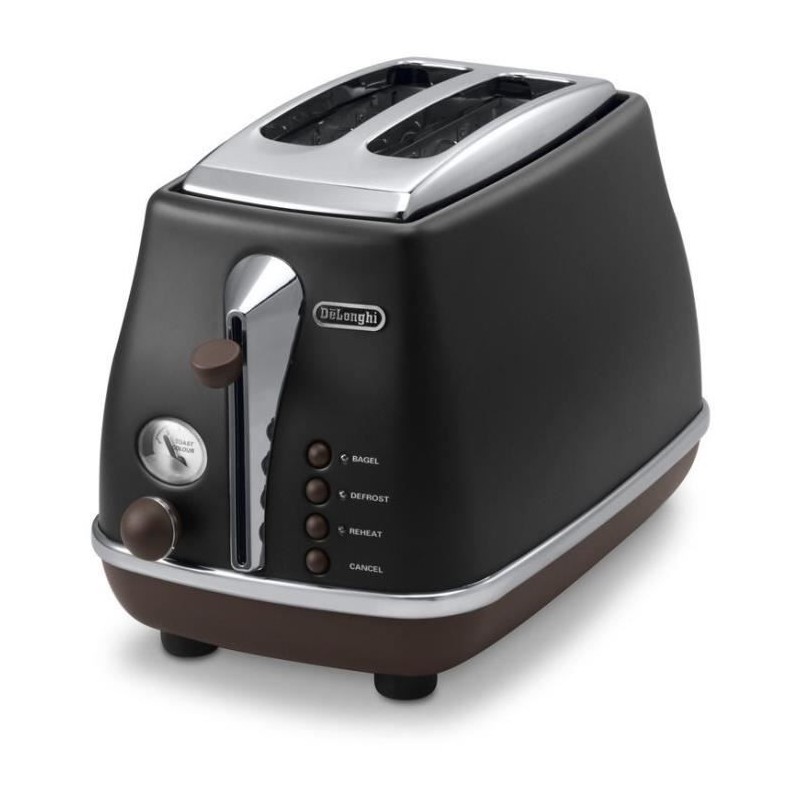 Grille-pain - DELONGHI - CTOV2103.BK - 900 W - 2 fentes - Noir mat / Chocolat