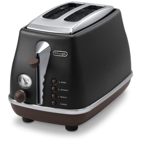 Grille-pain - DELONGHI - CTOV2103.BK - 900 W - 2 fentes - Noir mat / Chocolat