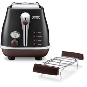 Grille-pain - DELONGHI - CTOV2103.BK - 900 W - 2 fentes - Noir mat / Chocolat