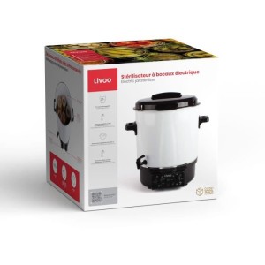 Stérilisateur a bocaux électrique - LIVOO - DOM334 - 1800W - 27L - Ø35 cm - Thermostat réglable et minuterie - Cuve acier é