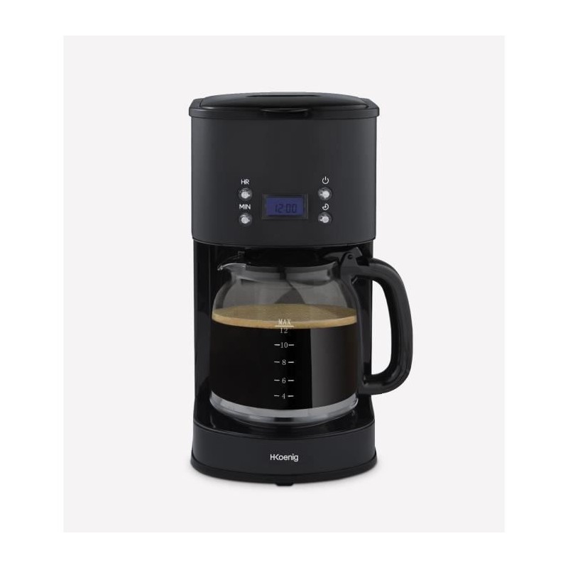 Programmable coffee maker - HKoeNIG - MG32 - 1.5 L (12 cups) - 1000 W - LCD screen - Keep warm - Black and stainless steel