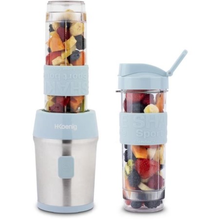 Mini blender - SMOO16 - 300 W - 570 mL - Pastel blue - 2 flasks included