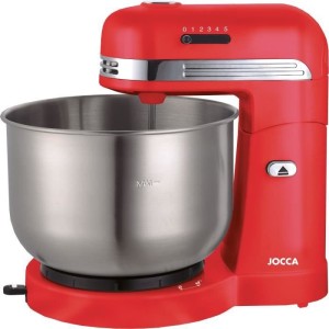 JOCCA Küchenmaschine – 3,5 l Edelstahlschüssel – 5 Geschwindigkeiten – Rot und Grau