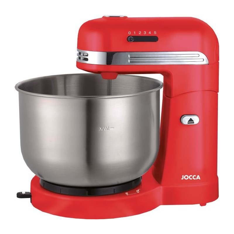 JOCCA Food Processor - 3.5 L Stainless Steel Bowl - 5 Speeds - Red and Grey