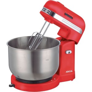 JOCCA Küchenmaschine – 3,5 l Edelstahlschüssel – 5 Geschwindigkeiten – Rot und Grau