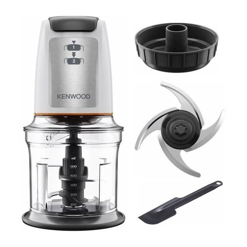 KENWOOD CHP61.00WH - Miniwolf 0.8L - 4 Edelstahlklingen - 500W - Rutschfeste Unterseite - Weiß