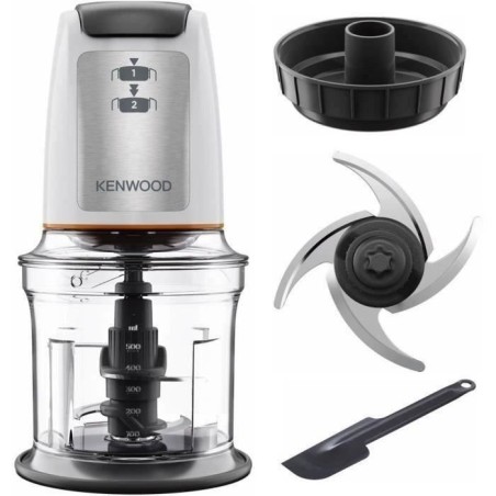 KENWOOD CHP61.00WH - Miniwolf 0.8L - 4 Edelstahlklingen - 500W - Rutschfeste Unterseite - Weiß