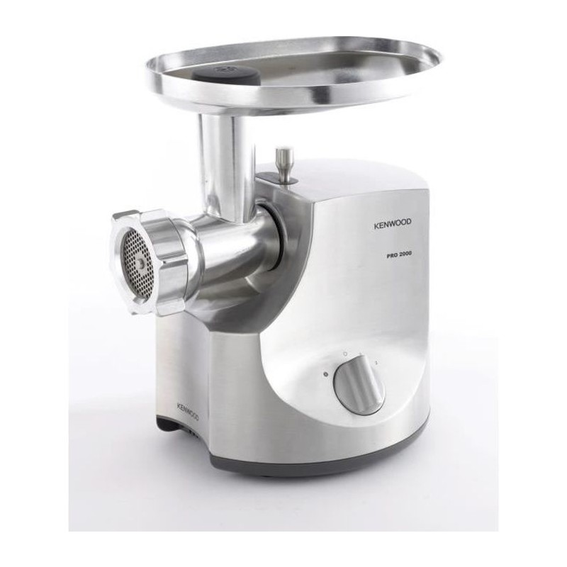 Hachoir a viande - KENWOOD MG700 - 2000W - 3kg/min - 3 grilles - 2 adaptateurs - Aluminium brossé