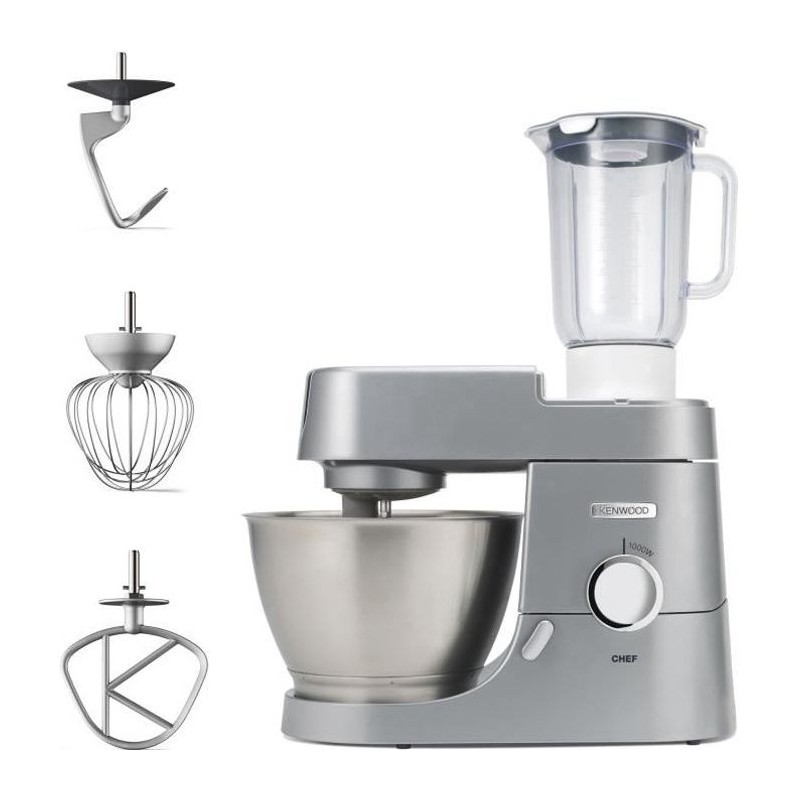 Robot pâtissier KENWOOD Chef KVC3110S – Kit pâtissier et blender inclus - silver - 1000 W – format compact