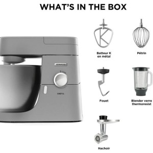 KENWOOD KVL4170S Chef XL 6.7L Mixer Gebäckroboter + Metallhacker - Farbe Silber