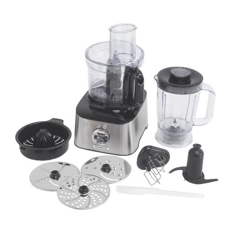 Robot multifonction Inox KENWOOD MultiPro Compact FDM301SS - Blender, presse agrumes, 3 disques, double fouet, pétrin, spatule