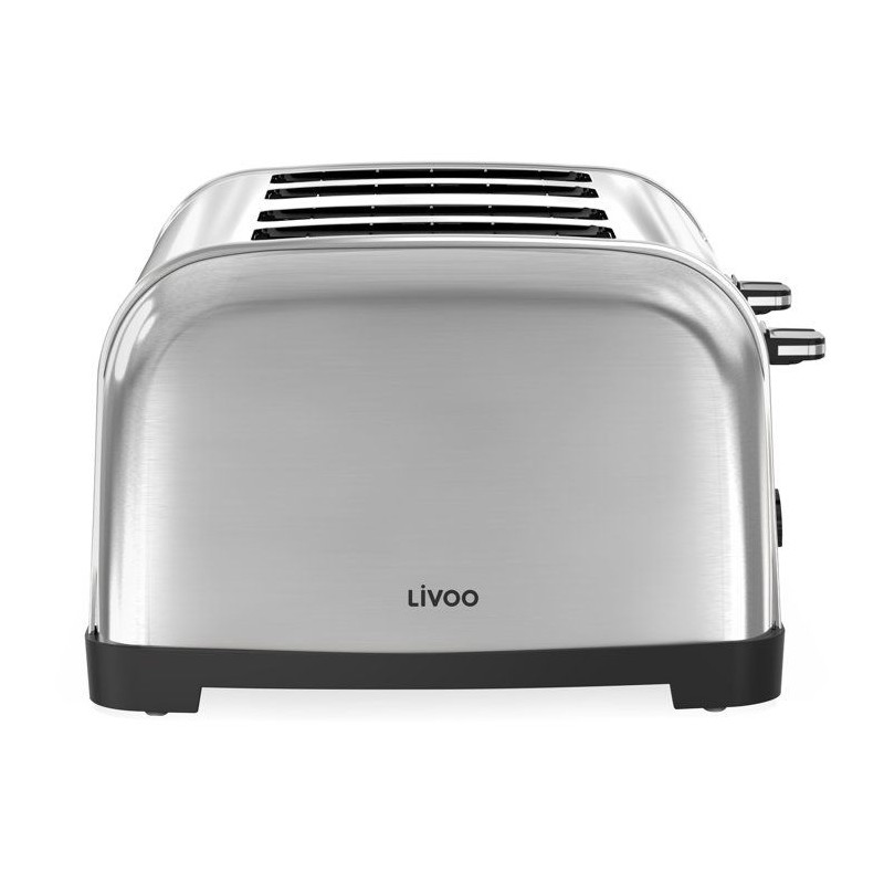 Grille-pain 4 fentes - LIVOO - DOD197 - 1700 W - 2 thermostats indépendants et réglables : 7 niveaux - Acier inoxydable