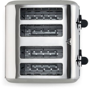 Grille-pain 4 fentes - LIVOO - DOD197 - 1700 W - 2 thermostats indépendants et réglables : 7 niveaux - Acier inoxydable