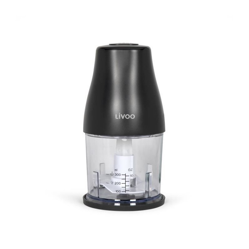Chopper - LIVOO - 300 ml - 400 W - 1 speed and turbo function - 2 stainless steel blades - Black