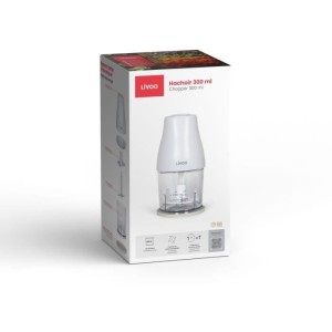 Chopper - LIVOO - 300 ml - 400 W - 1 speed and turbo function - 2 stainless steel blades - White