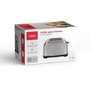 Grille-pain 2 fentes - LIVOO - DOD196 - 850 W - Thermostat réglable : 7 niveaux - Acier inoxydable