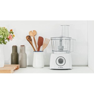 Robot multifonctions BOSCH MultiTalent3 MCM3100W – plus de 20 fonctions – 800 W – Capacité de 2,3 L – Blanc/Gris