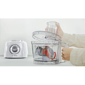Robot multifonctions BOSCH MultiTalent3 MCM3100W – plus de 20 fonctions – 800 W – Capacité de 2,3 L – Blanc/Gris