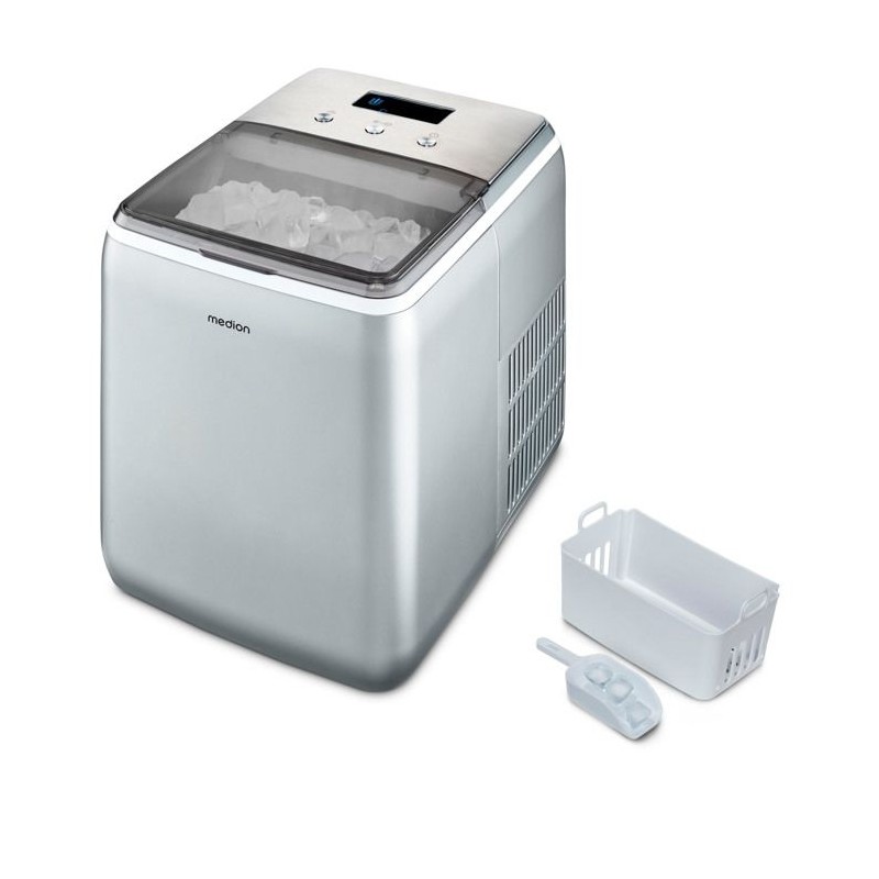 MEDION Ice cube maker (small & large ice cube size, 2.6 litre water tank, short production time approx. 10
