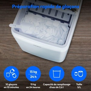 MEDION Eiswürfelbereiter (kleine und große Eiswürfelgröße, 2,6L Wassertank, kurze Produktionszeit ca. 10