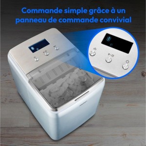 Machine a glaçons cristallins – MEDION MD11950 – Réservoir eau 2,6L – 15kg/24h – 2 tailles – 10 minutes – Inox