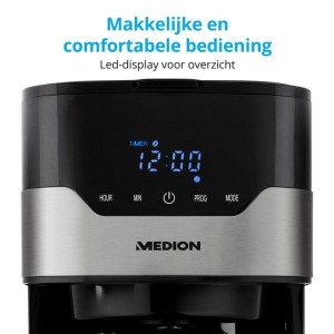 Programmable filter coffee maker with carafe - MEDION - MD 18458 - isothermal - 900W - 1.2 L