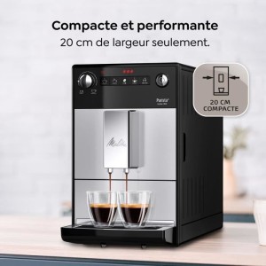 MELITTA F230-101 - Purista Kaffeemaschine - Automatischer Espresso mit Bohnenmühle - 1450W - Wassertank 1,2L - Silber