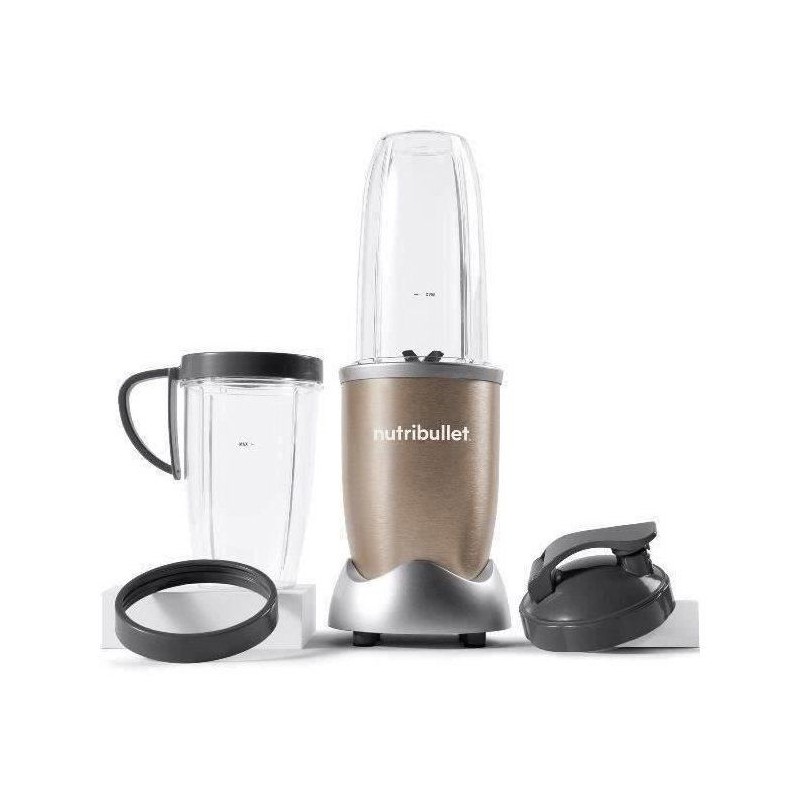 Blender personnel - NUTRIBULLET Pro 900 - NB907CP - 900W - 2 tasses + 2 couvercles + anneau - Doré