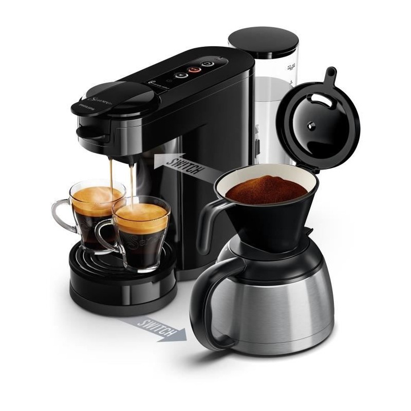 Cafetiere a dosette - PHILIPS - SENSEO - HD6592/65 - Switch 2-en-1 dosette & filtre - Noir