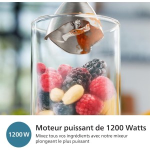 Mixeur plongeant - PHILIPS - HR2684/00 - ProMix Série 5000 - Métal/noir - 1200W - 4 accessoires