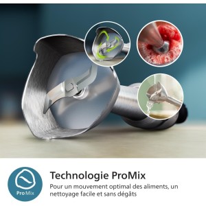 Mixeur plongeant - PHILIPS - HR2684/00 - ProMix Série 5000 - Métal/noir - 1200W - 4 accessoires