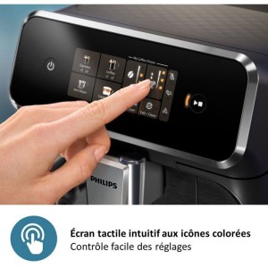 Machine a café Expresso broyeur - PHILIPS - EP2339/40 - Série 2300 - LatteGo - 4 recettes - Broyeur céramique - Noir panthere