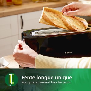 Grille-pain - PHILIPS - HD2590/90 - Collection Daily - 1 fente longue - 830W - Noir