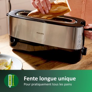 Grille-pain - PHILIPS - HD2692/90 - Collection Métal - 1 fente longue - 950W - Inox