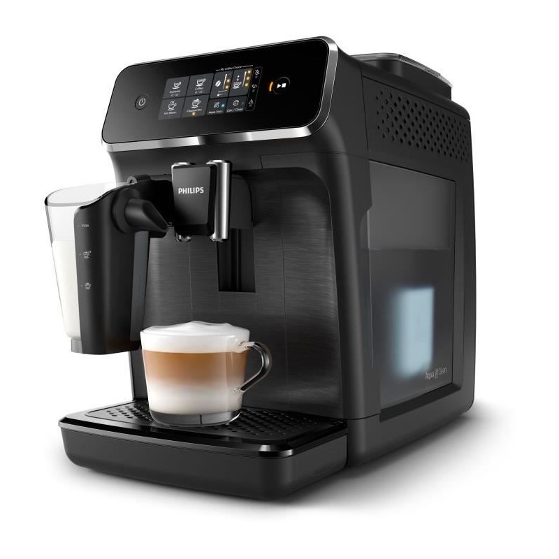 Machine a café Expresso broyeur - PHILIPS - EP2230/10 - Série 2200 - LatteGo - 4 recettes - Broyeur céramique - Noir brillant