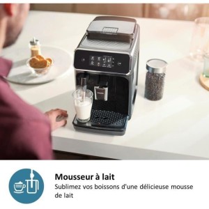 Machine a café Expresso broyeur - PHILIPS - EP2225/10 - Série 2200 - mousseur a lait - 2 cafés - Broyeur céramique - Noir br