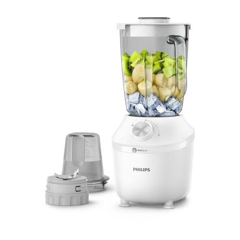 Blender mixeur - PHILIPS - HR2291/20 - Série 3000 avec hachoir - 600W - 2L - Blanc