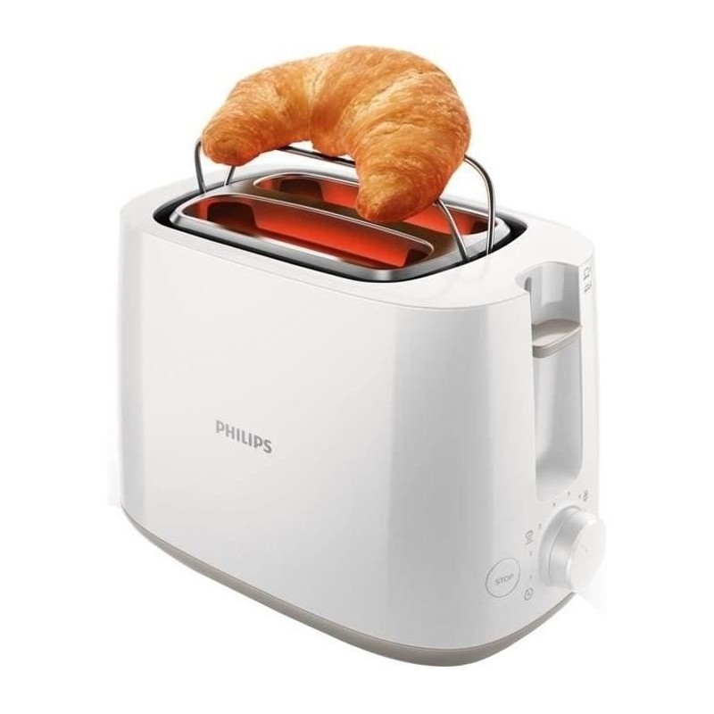 Grille-pain - PHILIPS - HD2581/00 - Toaster collection Daily - 2 fentes - 830W - Blanc