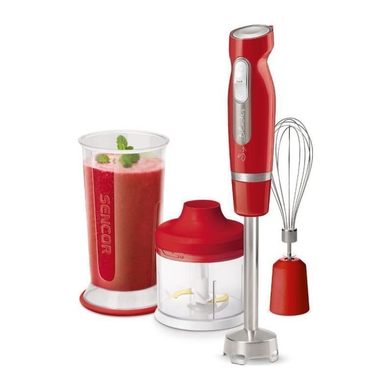Mixeur plongeant - SENCOR - SHB 4464RD - 800W - Rouge - Avec accessoires