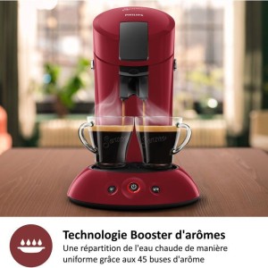 Philips HD6553/81 SENSEO ORIGINAL pod coffee machine, Aroma Booster, Crema Pus, 1 or 2 cups, Red