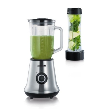 Blender 2 en 1 - SEVERIN - SM3737 - Multi-mixeur et blender a smoothie 2 en 1 - 500W - Bol en verre 1 L - 1 bouteille 600 ml inc