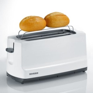 SEVERIN AT2234 Toaster, 2 lange Schlitze für 4 Scheiben: Toasten, Auftauen und Aufwärmen, Unterstützung für Gebäck, Selbstz