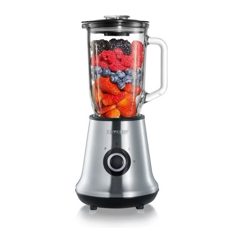 Severin SM3734 Blender, Glass container of 1L removable, 2 speeds + Pulse function, 22,000 rpm, cable range, stainless steel / b