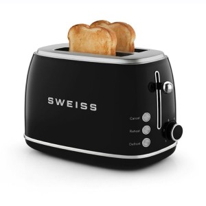Vintage 2-Scheiben-Toaster – SWEISS – GRS9 – 850 W – Einstellbares Thermostat – Schwarz