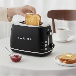 Vintage 2-Scheiben-Toaster – SWEISS – GRS9 – 850 W – Einstellbares Thermostat – Schwarz