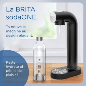 Machine a soda BRITA - SodaONE Noire - 1 Bouteille 1L et 1 Cylindre de CO2 inclus