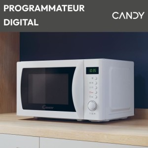 Micro-ondes Candy Idea CMWA20SDLW 700W Digital 20L Blanc - Fonction Décongélation - 5 Niveaux de Puissance - 8 Menus Automatiq